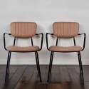Chaises effet cuir et métal avec accoudoirs - Lot de 2 - Ambiance