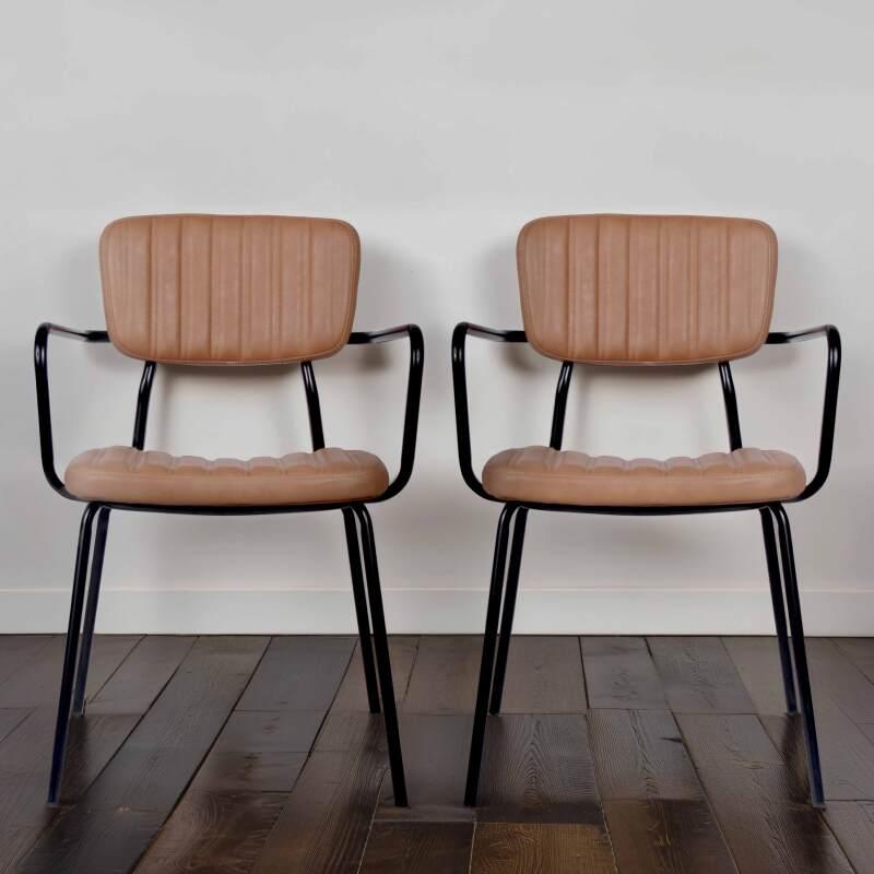 Chaises effet cuir et métal avec accoudoirs - Lot de 2 - Ambiance
