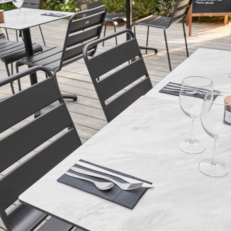 Table de jardin carrée 70 x 70 cm inclinable en HPL (5/10)