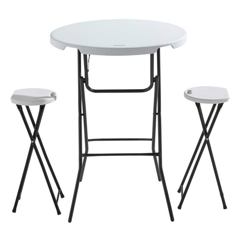 Mange-debout pliable et 2 tabourets pliants
