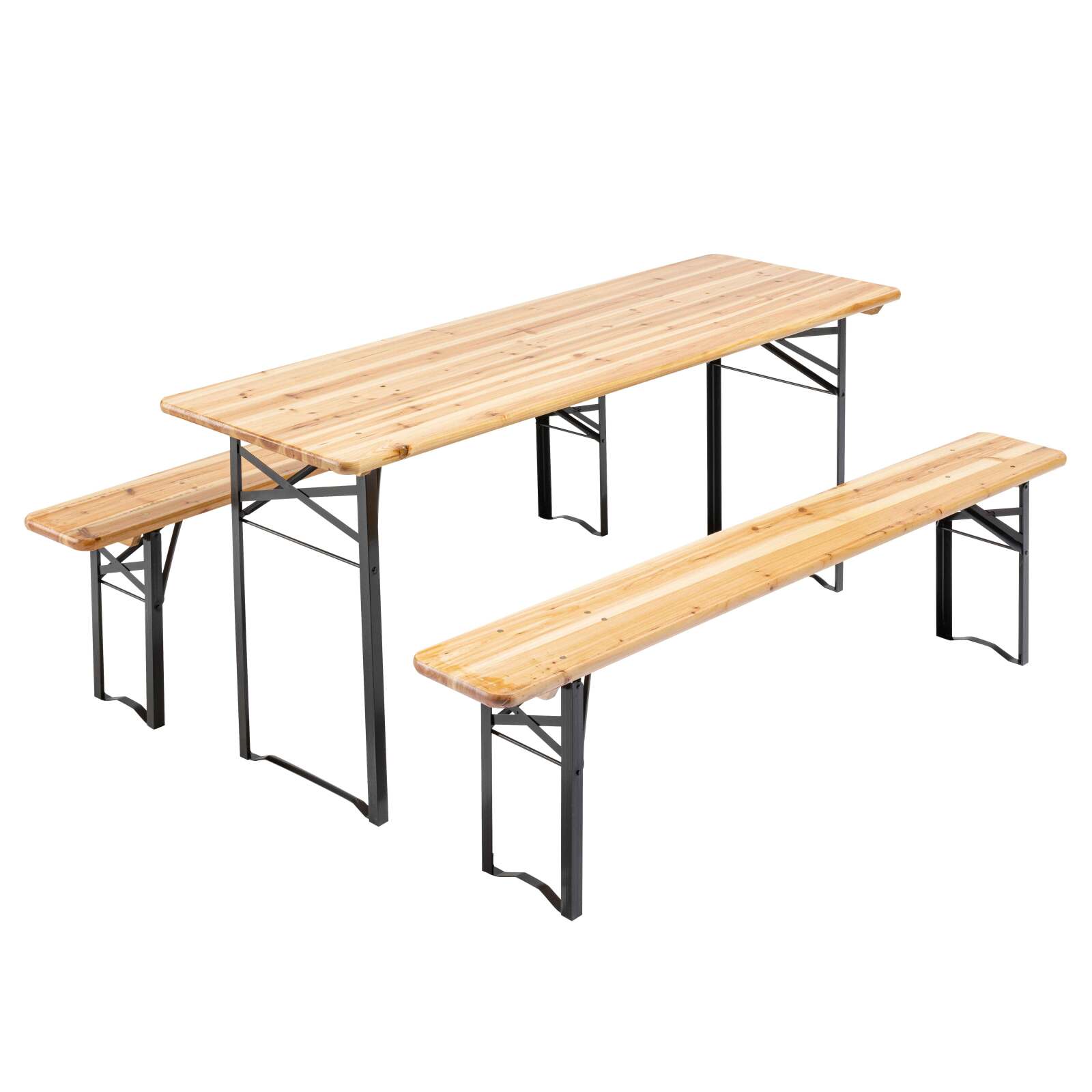 Ensemble table et bancs en bois pliants