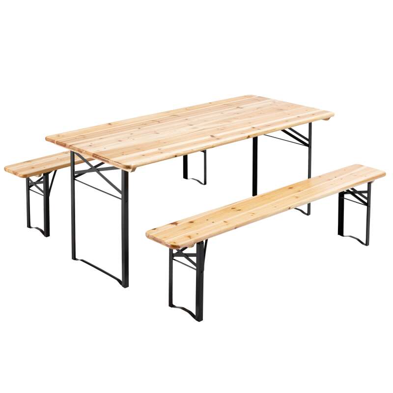 Set brasseur table et 2 bancs en bois 180 cm