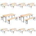Lot de 10 table et 2 bancs en bois pliants 180x80x76cm