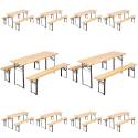 Ensemble Brasserie table et bancs bois 180 cm - Lot de 10