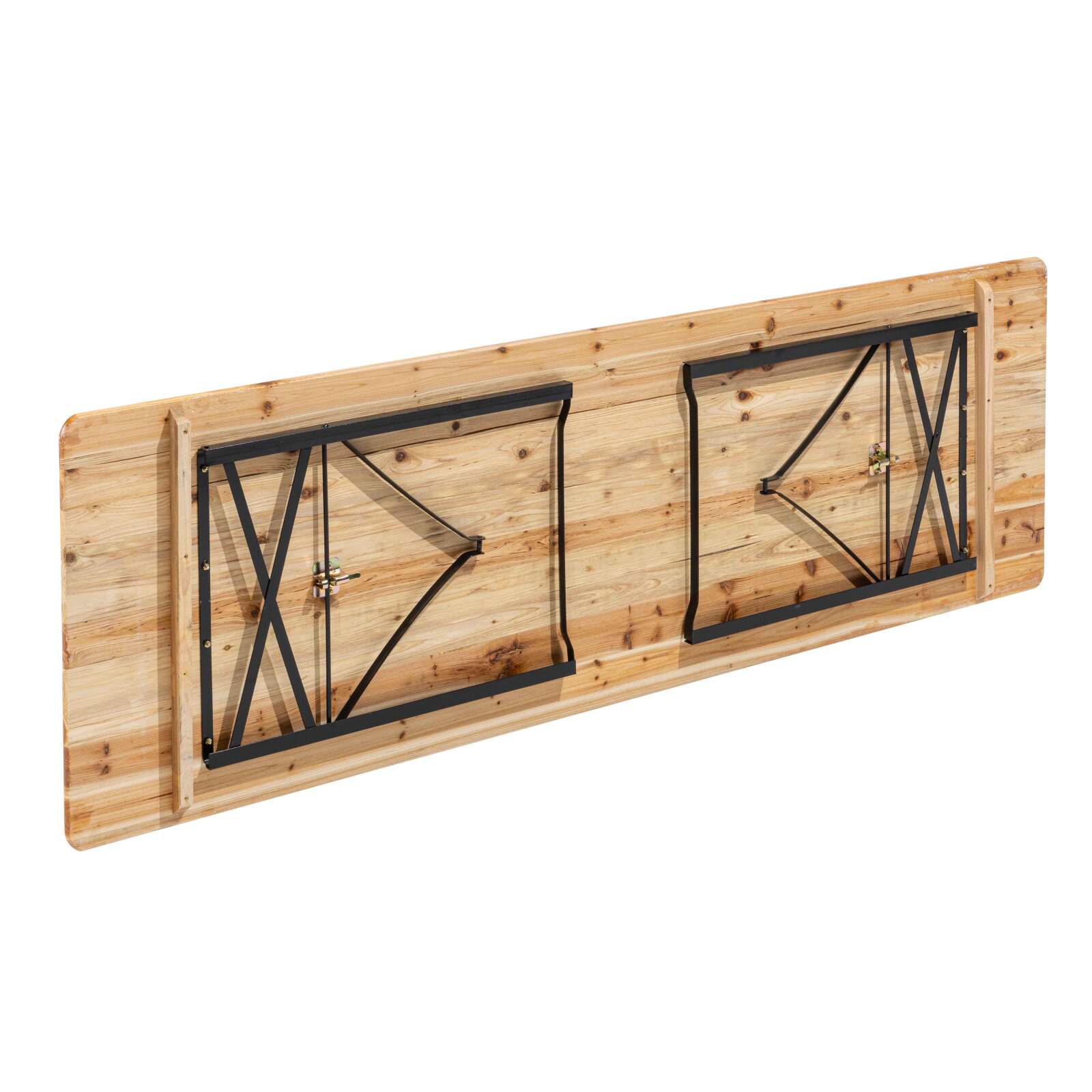 Ensemble table et bancs en bois 220 cm - Lot de 5