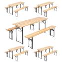 Lot de 5 tables et bancs brasserie pique-nique en bois