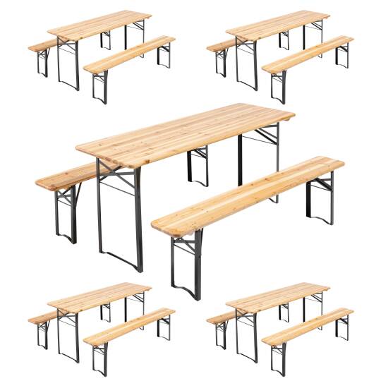 Lot de 5 tables et bancs brasserie pique-nique en bois | Oviala