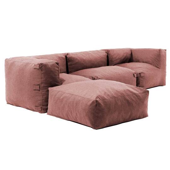 Salon de jardin modulable 4 places avec 1 chauffeuse, 2 fauteuils d'angle et 1 pouf | Oviala