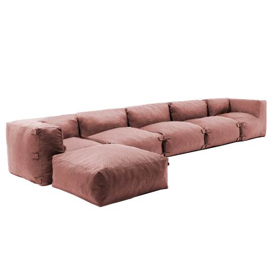 Salon de jardin modulable avec 3 chauffeuses, 2 fauteuils d'angle et 1 pouf | Oviala