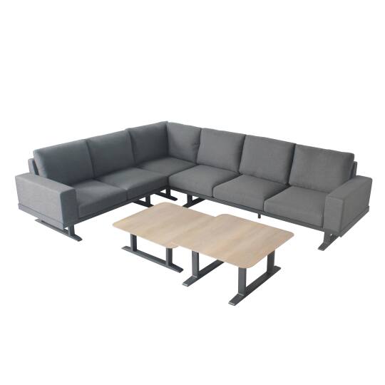 Salon de jardin d'angle 5 places en aluminium