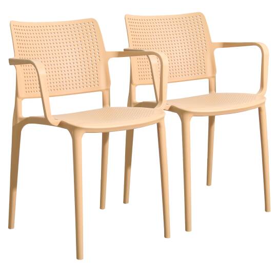 Chaises de jardin en plastique avec accoudoirs ajourées - Lot de 2 | Oviala