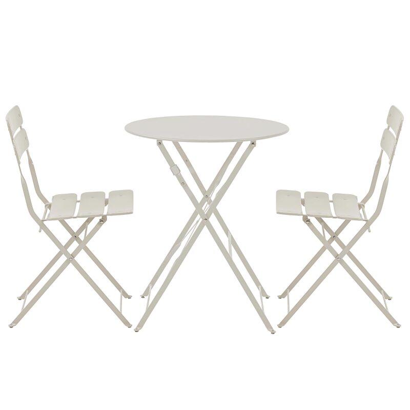 Table de jardin ronde rabattable ⌀60 x 72 cm et 2 chaises pliantes en métal