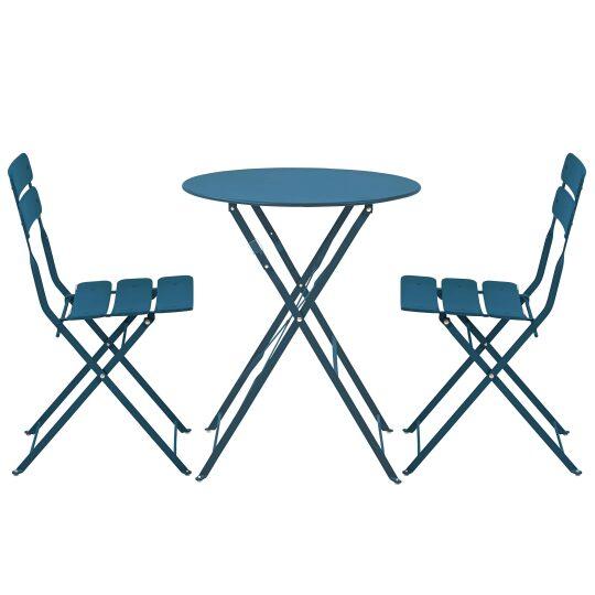 Table de jardin ronde rabattable ⌀60 x 72 cm et 2 chaises pliantes en métal