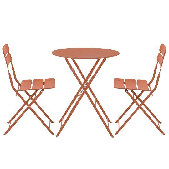 Table de jardin bistrot ronde inclinable en métal Ø60 cm et 2 chaises pliantes | Oviala