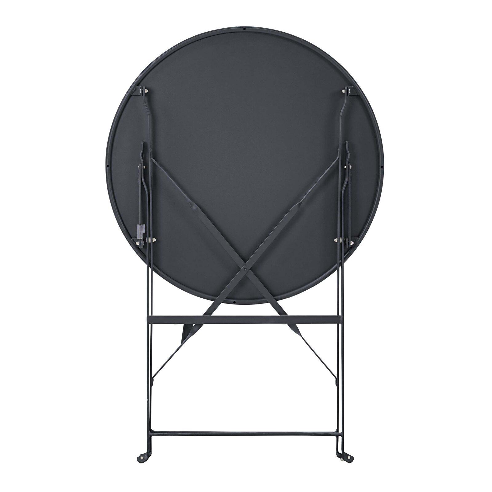 Table de jardin ronde rabattable ⌀60 x 72 cm et 2 chaises pliantes en métal