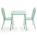 Table de jardin carrée 70 x 70 cm et 2 chaises en métal