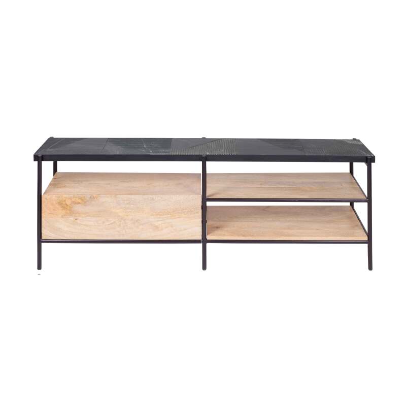 Meuble TV en marbre et manguier massif 150 cm