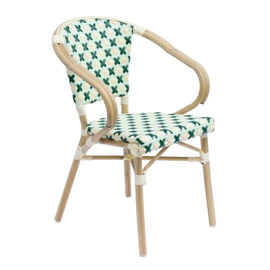 Chaise de bistrot parisien en aluminium et rotin synthétique