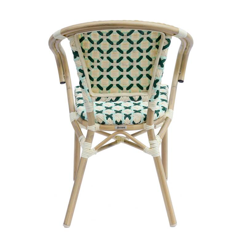 Chaise de bistrot parisien en aluminium et rotin synthétique
