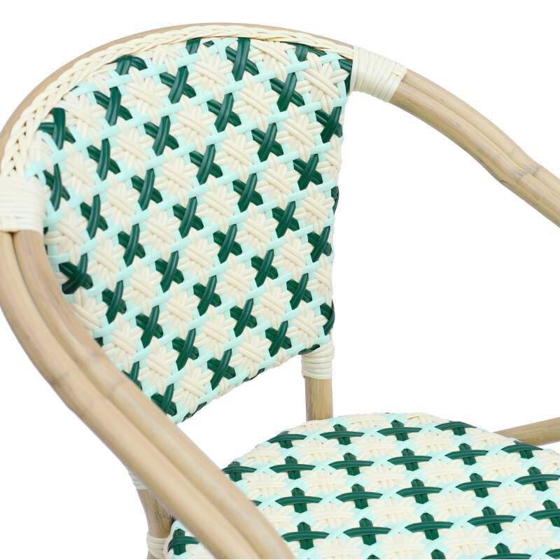 Chaise de bistrot parisien en aluminium et rotin synthétique