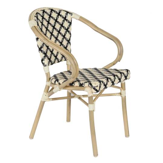 Chaise de bistrot parisien en aluminium et rotin synthétique