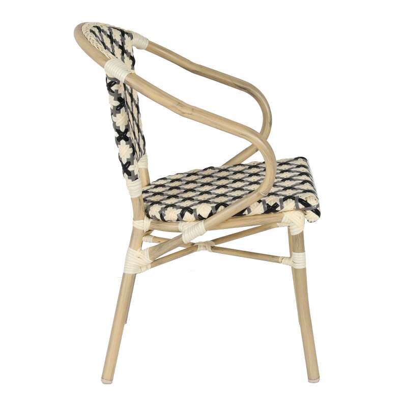 Chaise de bistrot parisien en aluminium et rotin synthétique