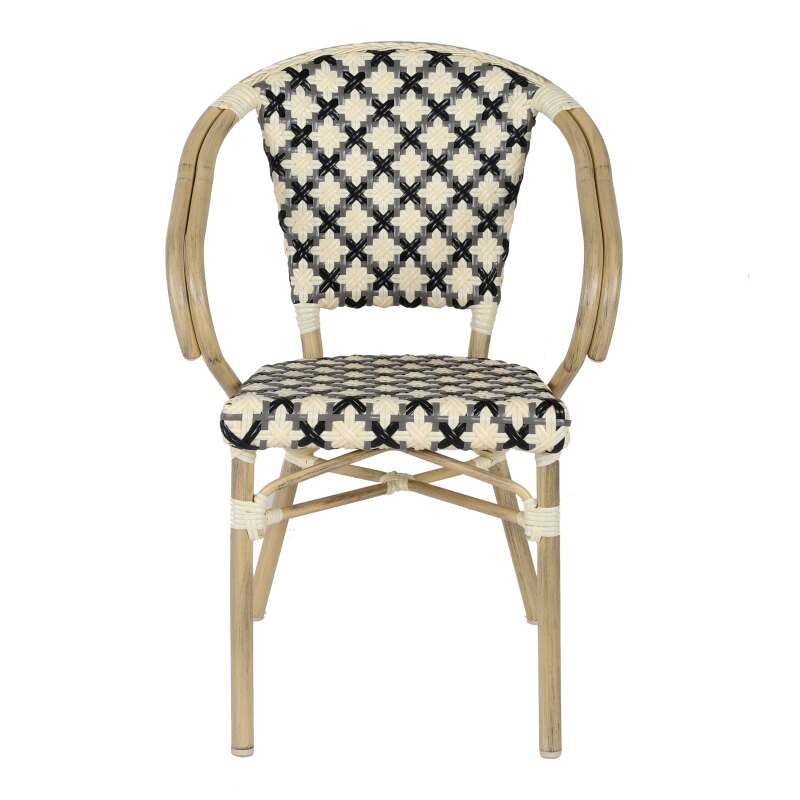 Chaise de bistrot parisien en aluminium et rotin synthétique