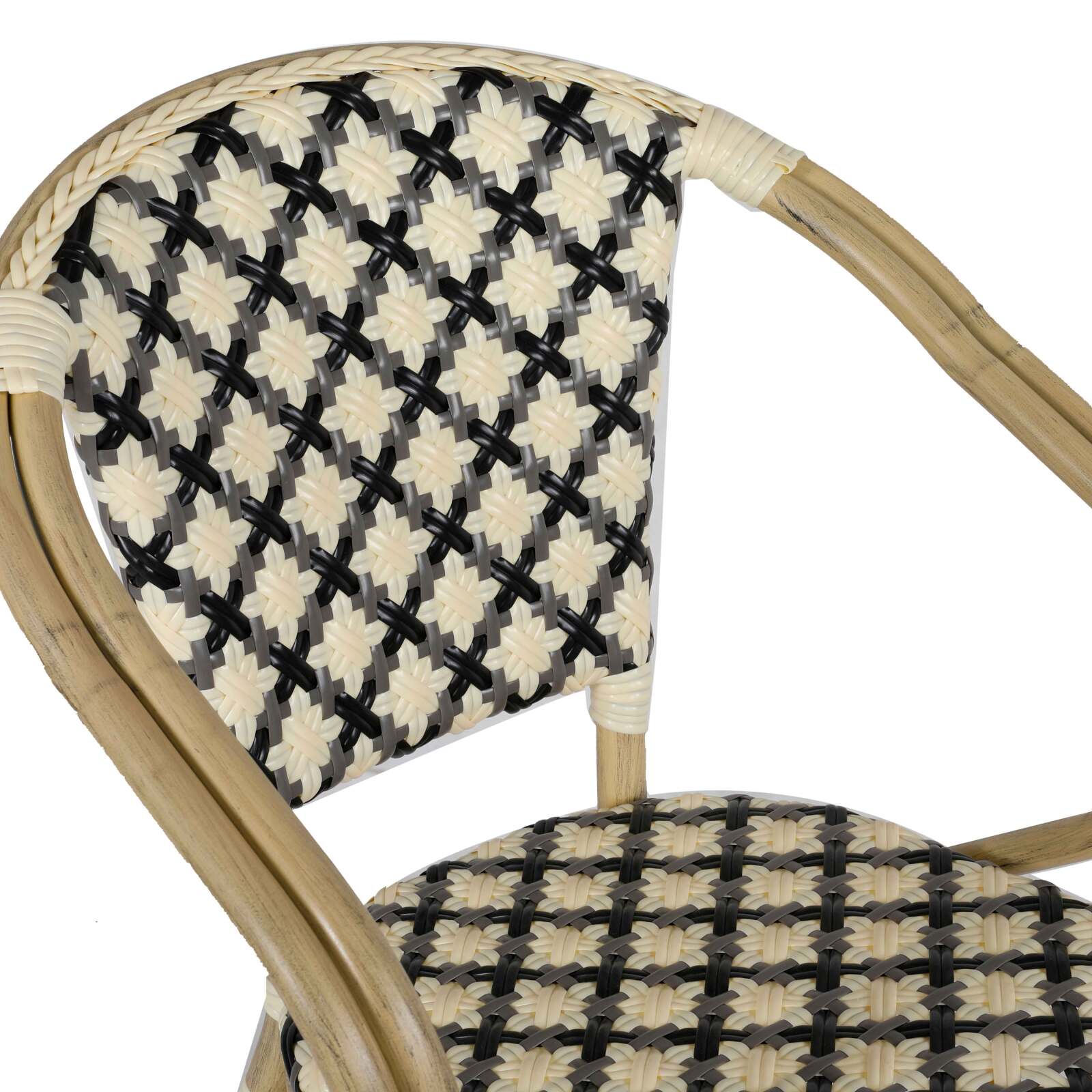 Chaise de bistrot parisien en aluminium et rotin synthétique