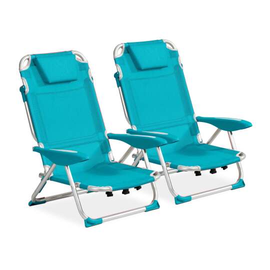 Lot de 2 chaises de plage pliantes, inclinables 4 positions | Oviala
