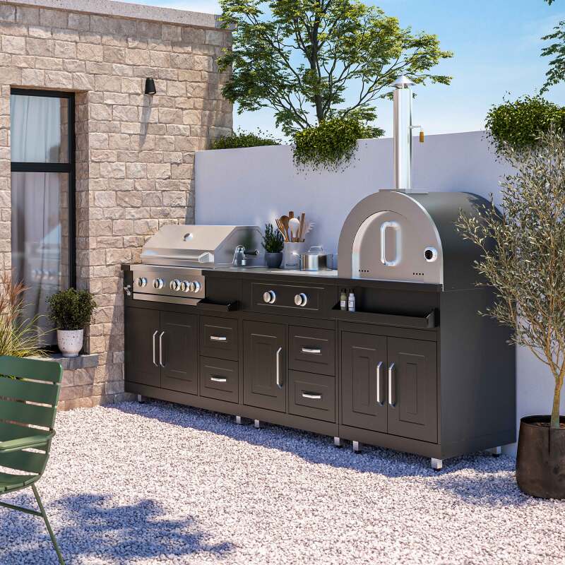 Module acier four à pizza pour cuisine extérieure