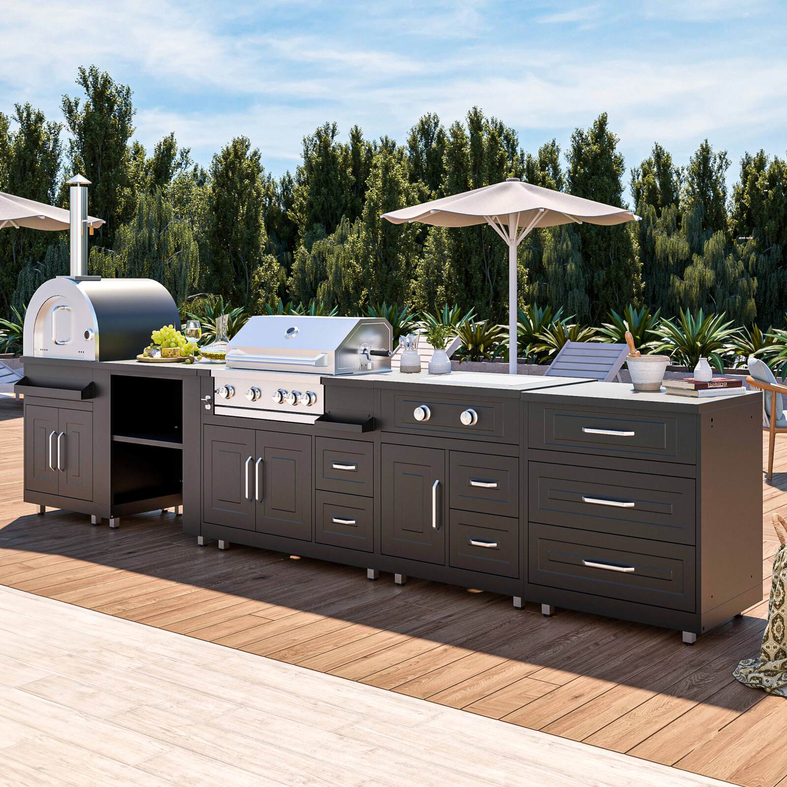 Module gazinière acier 2 brûleurs pour cuisine extérieure