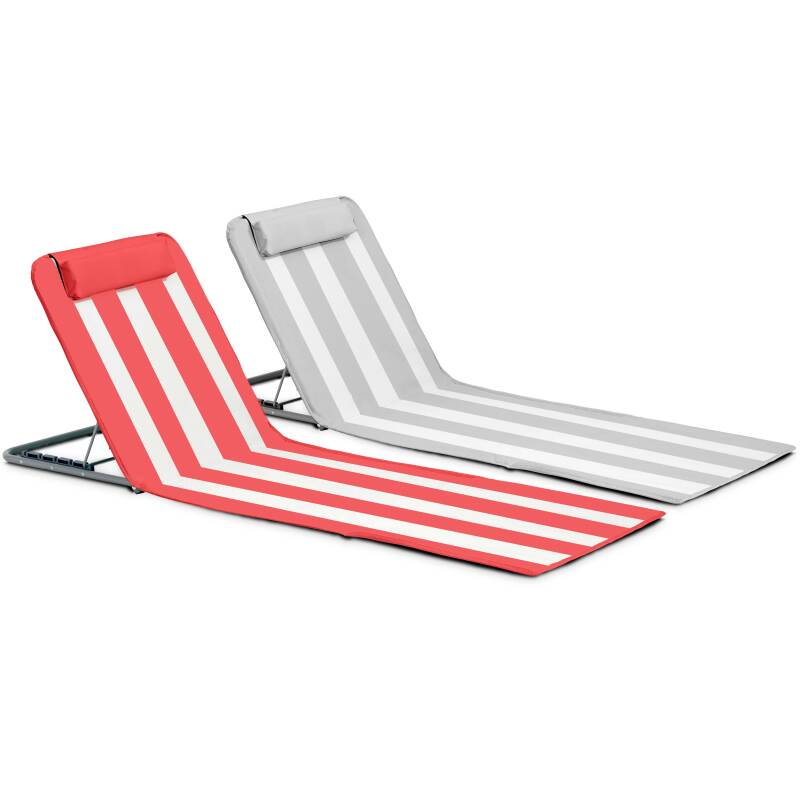 Lot de 2 matelas de plage pliants denim et rose