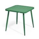 Table de jardin carré 75 x 75 cm et 4 chaises avec accoudoirs en aluminium