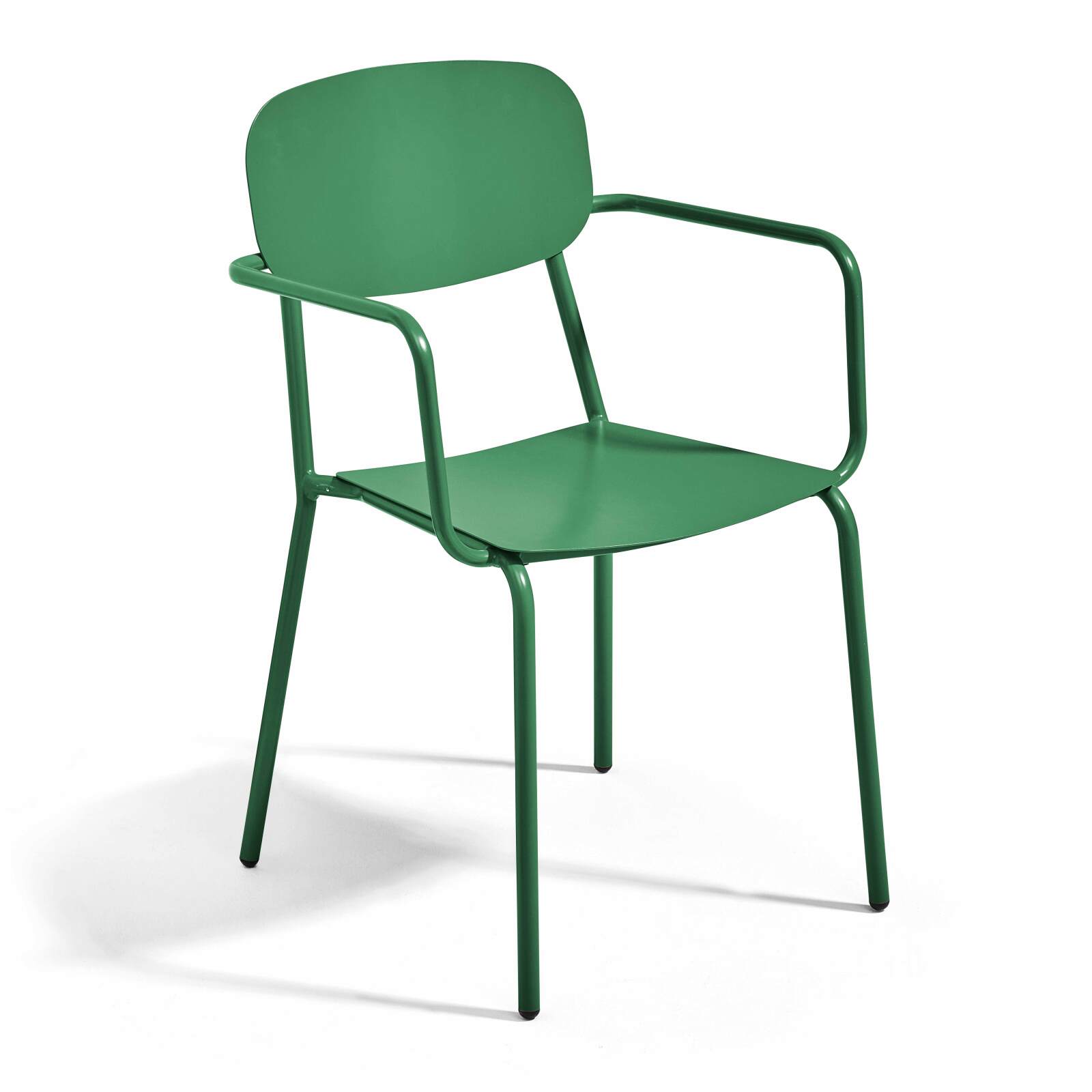 Table de jardin carré 75 x 75 cm et 4 chaises avec accoudoirs en aluminium