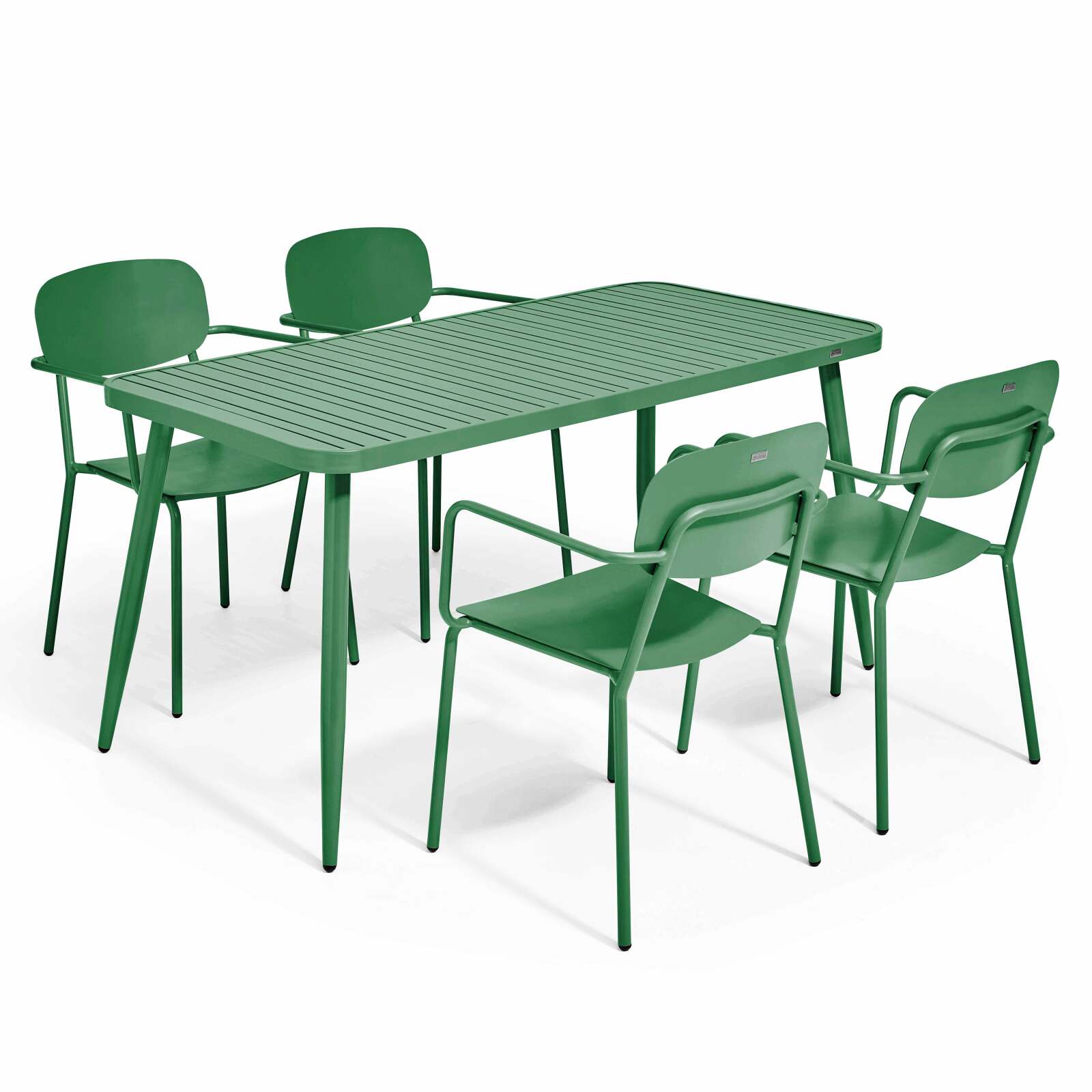 Table de jardin rectangulaire 150 x 75 cm avec 4 fauteuils en aluminium