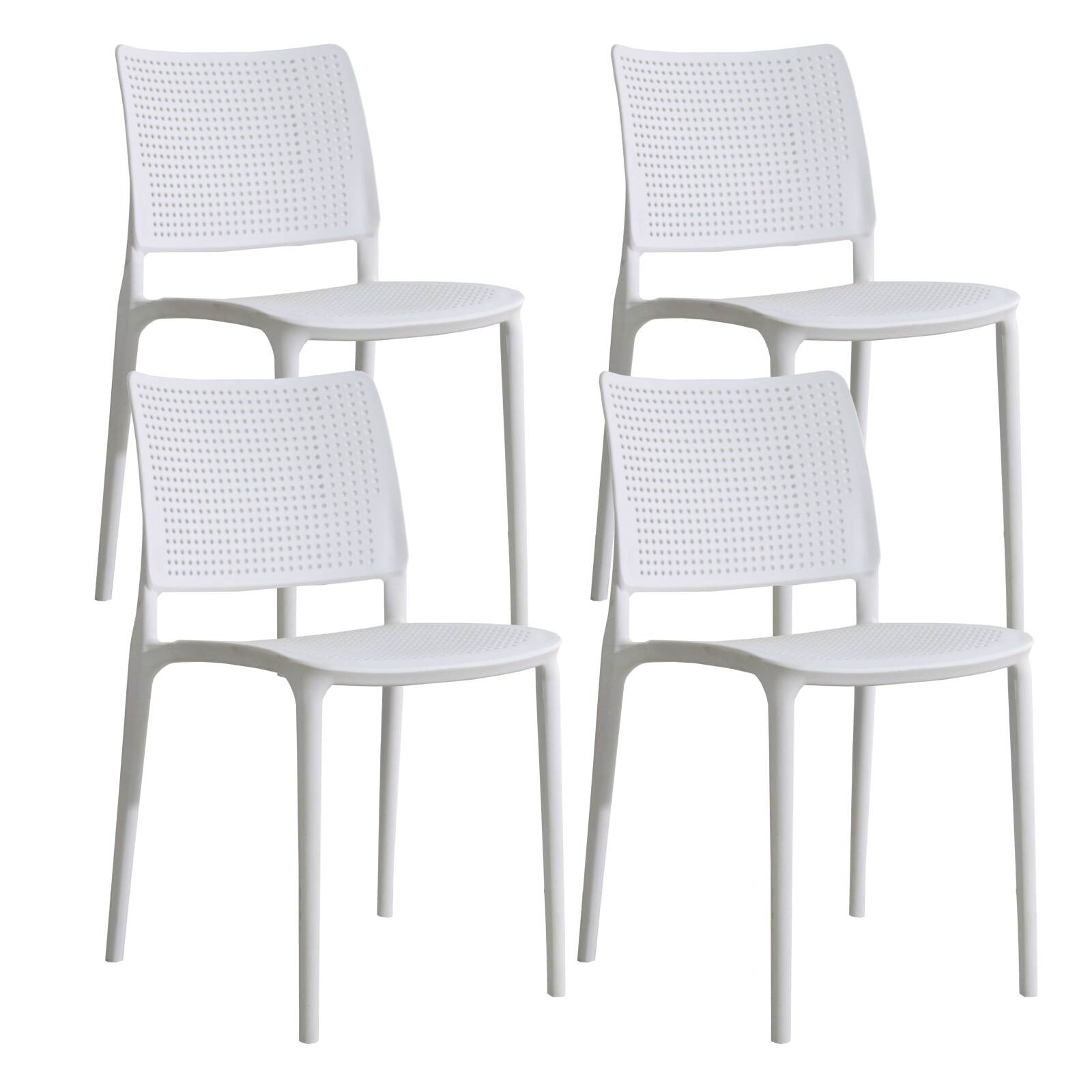 Lot de 4 chaises de terrasse ajourée en plastique