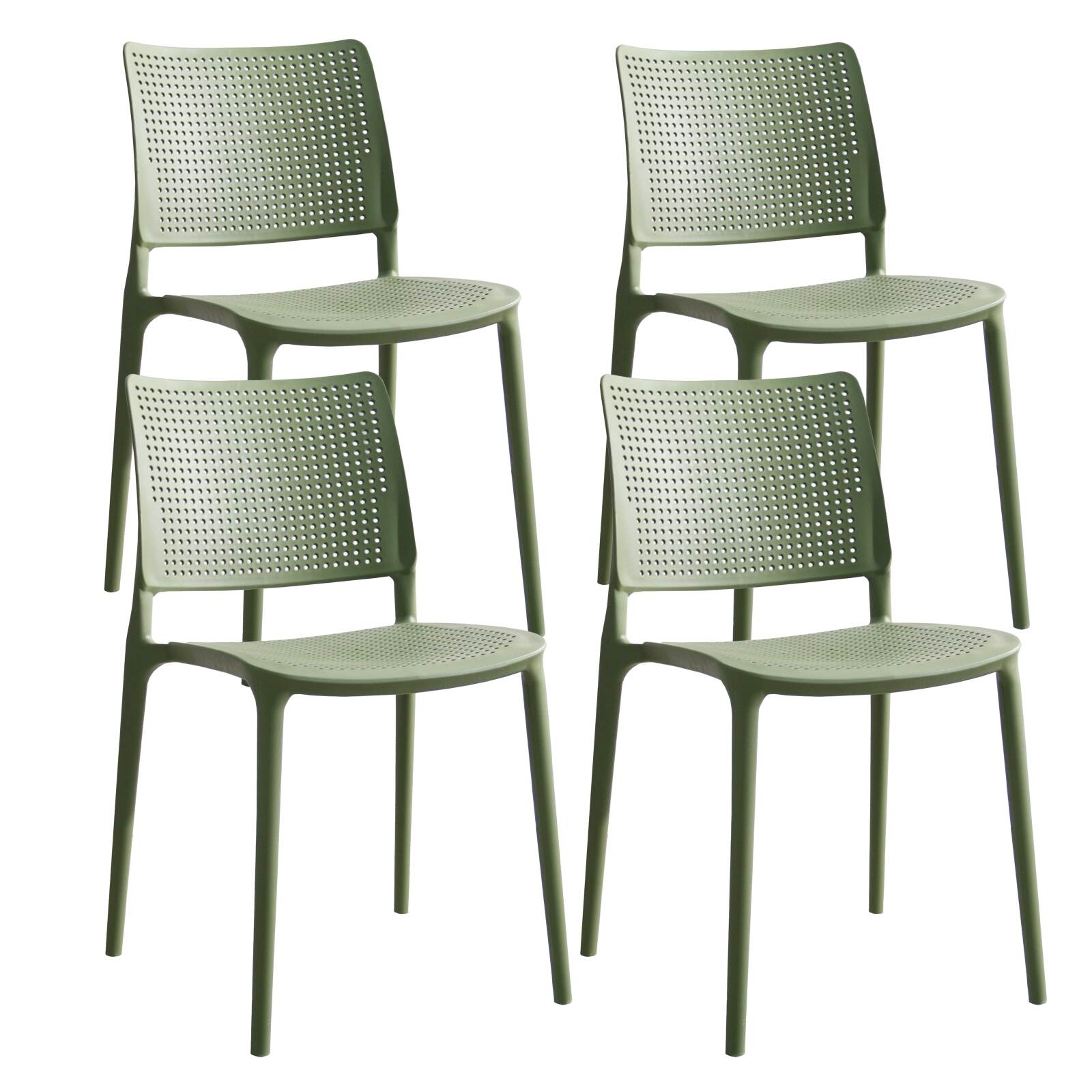 Lot de 4 chaises de terrasse ajourée en plastique