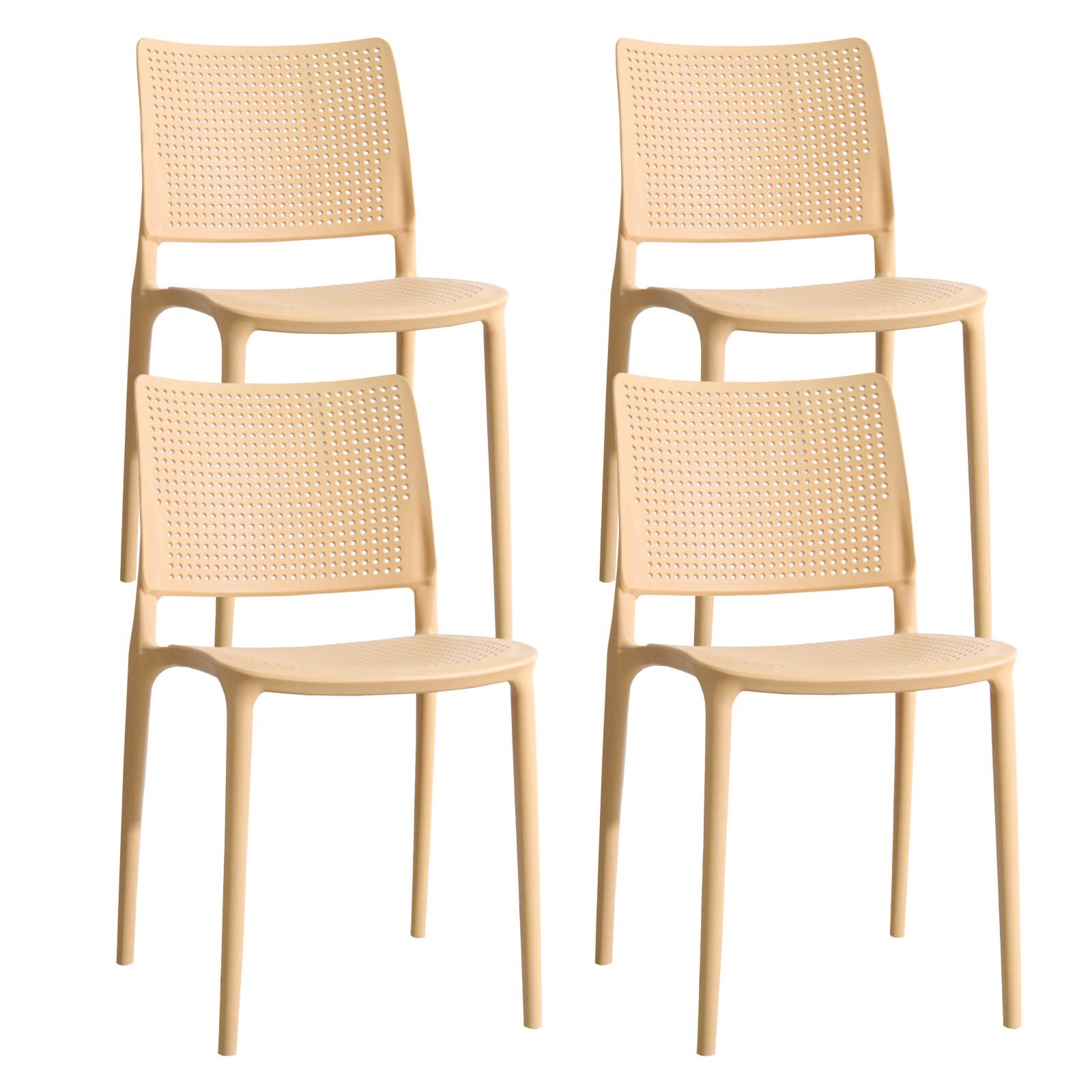 Lot de 4 chaises de terrasse ajourée en plastique