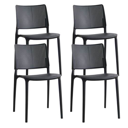 Lot de 4 chaises de terrasse ajourée en plastique