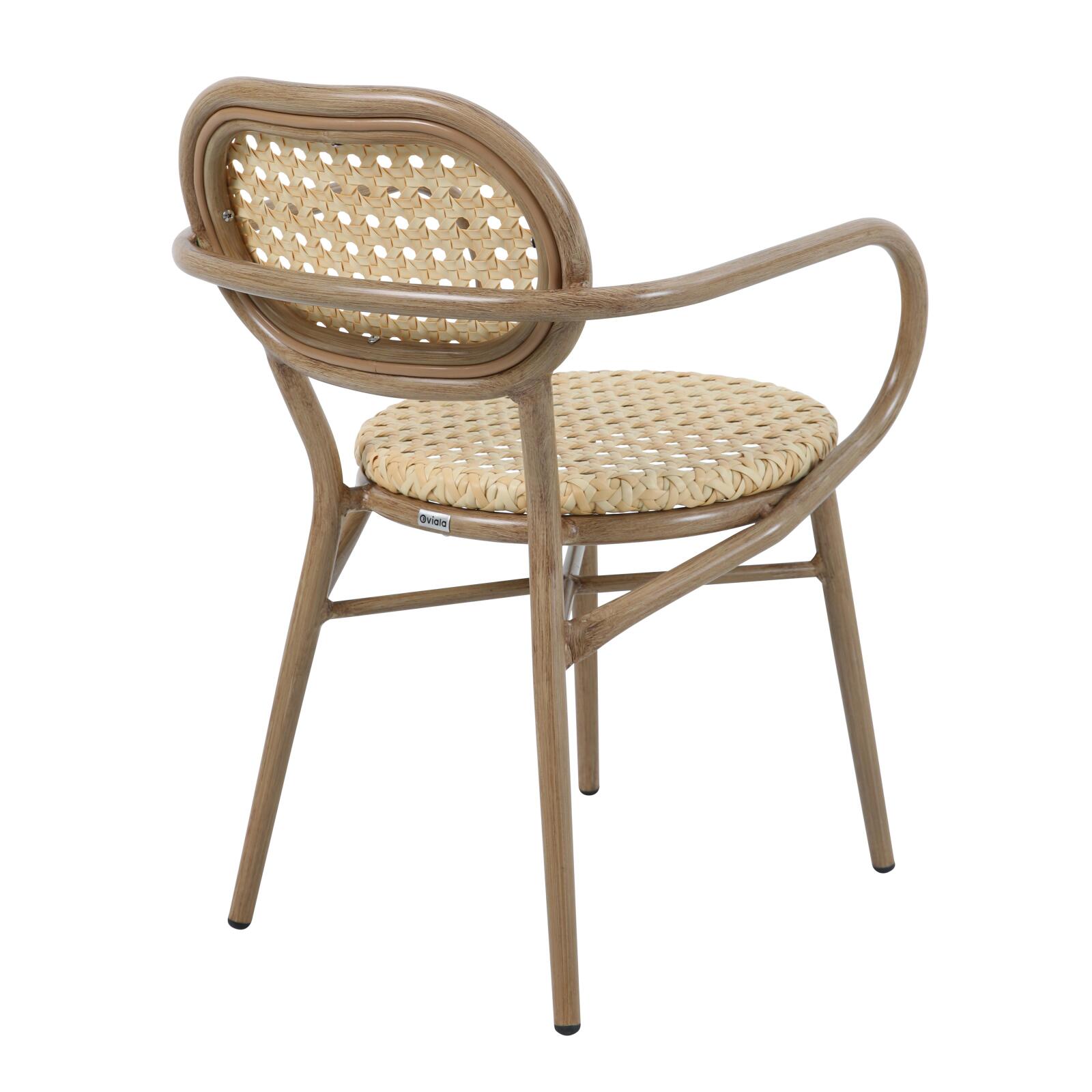 Chaise de terrasse avec accoudoirs en aluminium et rotin synthétique