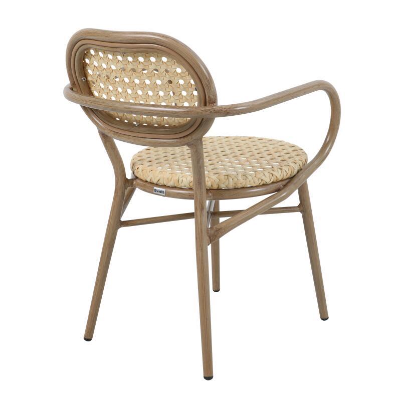 Chaise de terrasse avec accoudoirs en aluminium et rotin synthétique