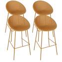 Lot de 4 chaises hautes de terrasse en plastique et acier
