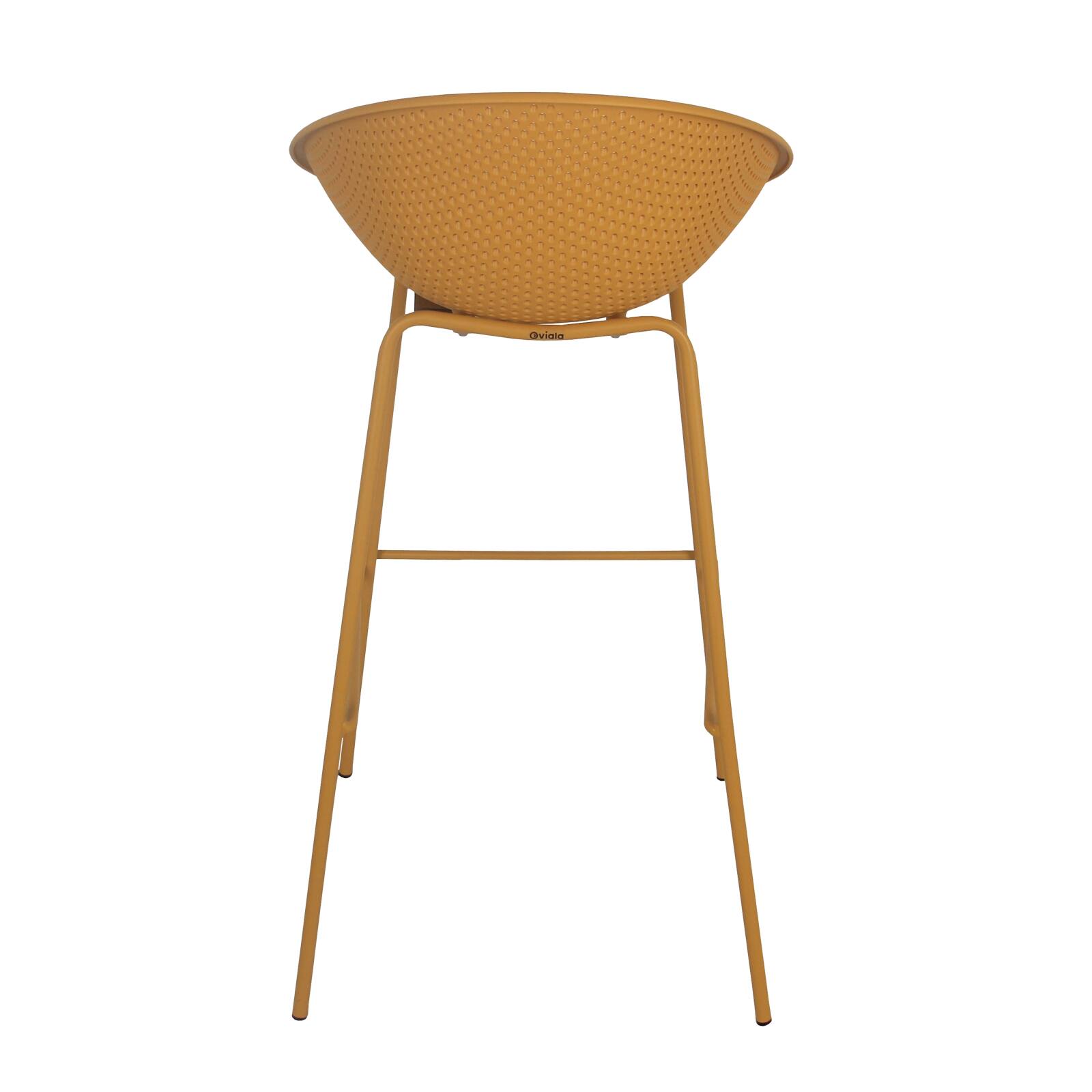 Lot de 4 chaises hautes de terrasse en plastique et acier