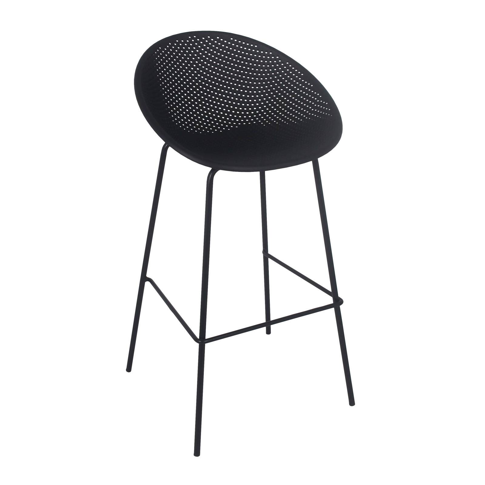 Lot de 4 chaises hautes de terrasse en plastique et acier