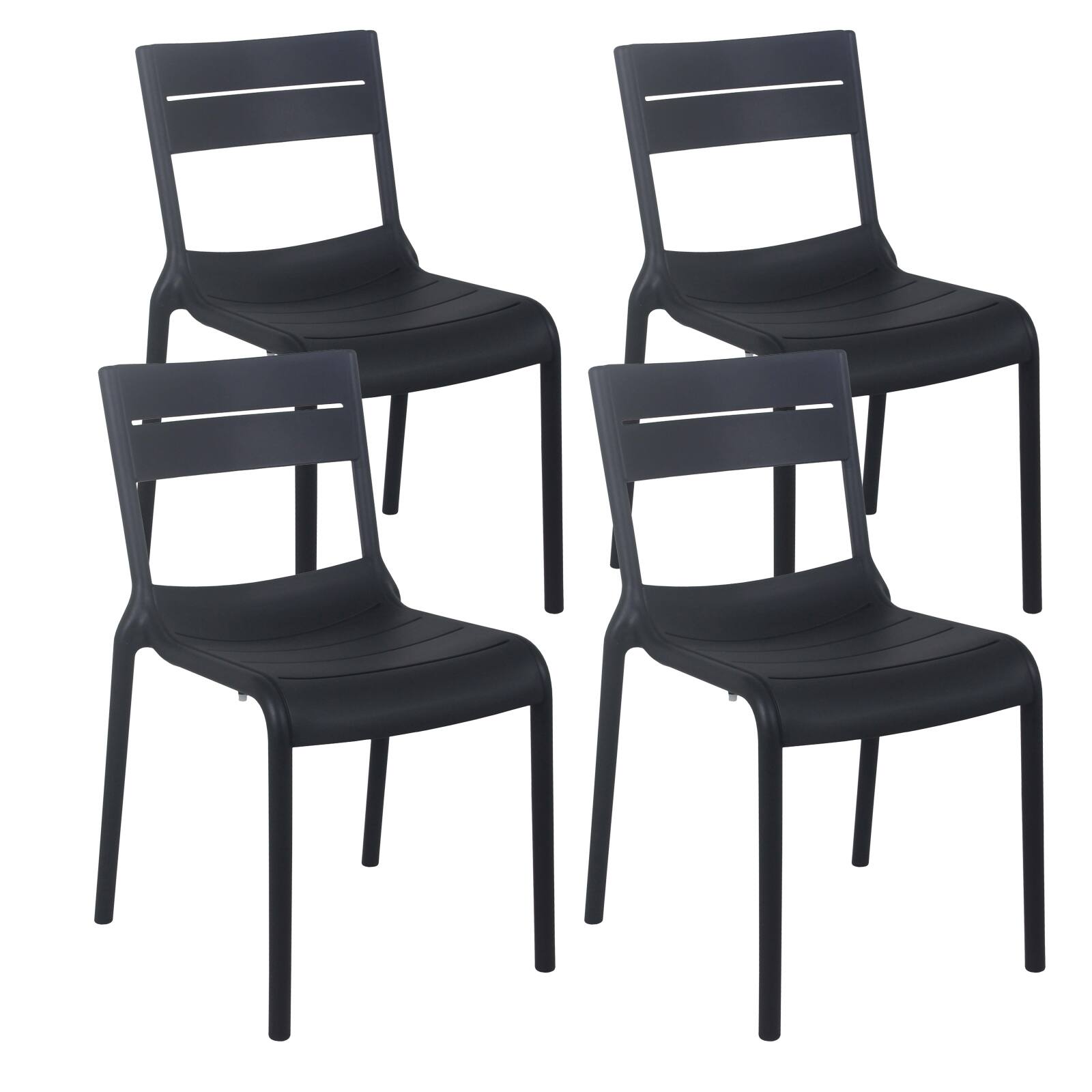 Lot de 4 chaises de terrasse en plastique