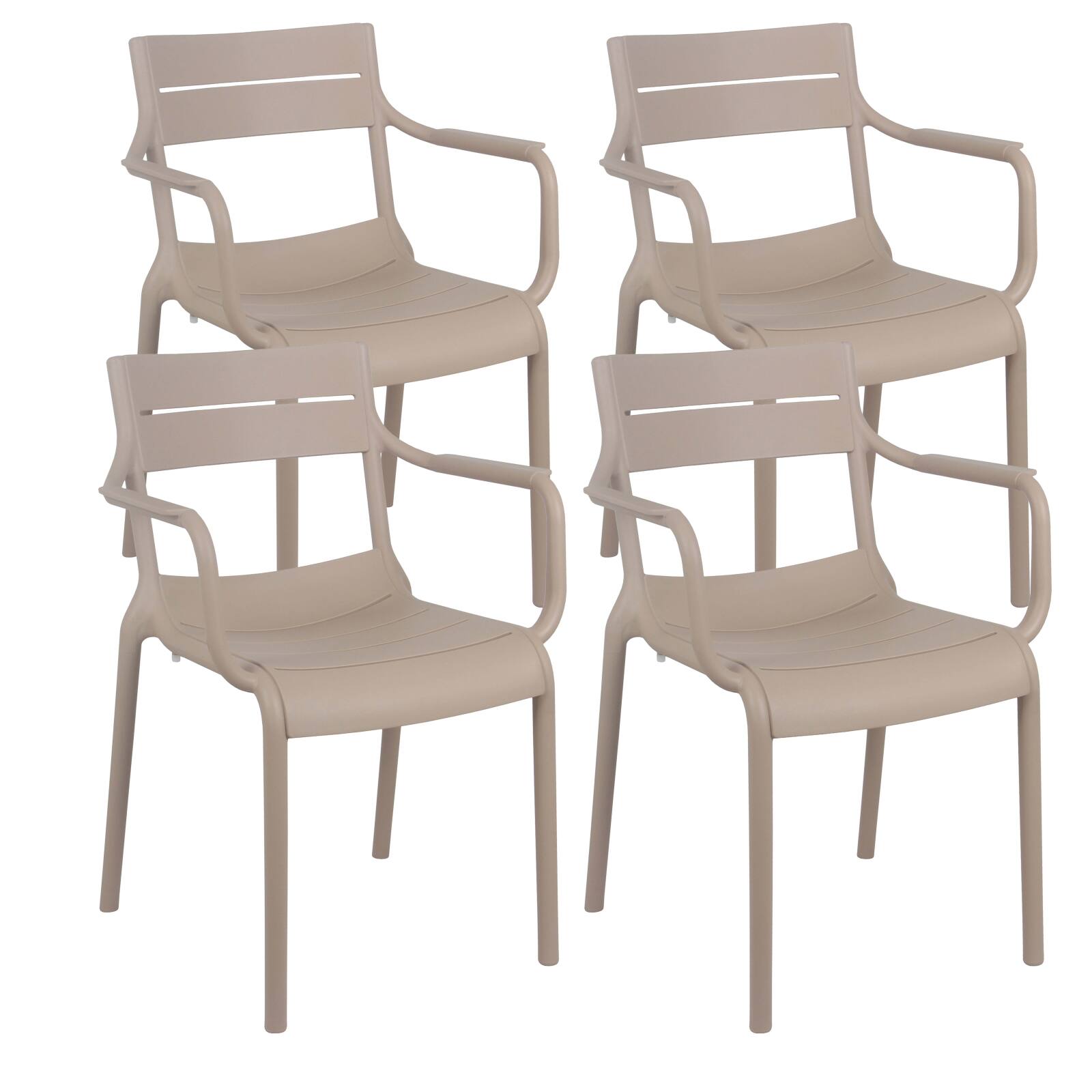 Lot de 4 chaises de terrasse avec accoudoirs en plastique