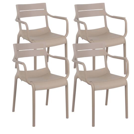 Chaises de jardin en plastique avec accoudoirs - Lot de 4 | Oviala