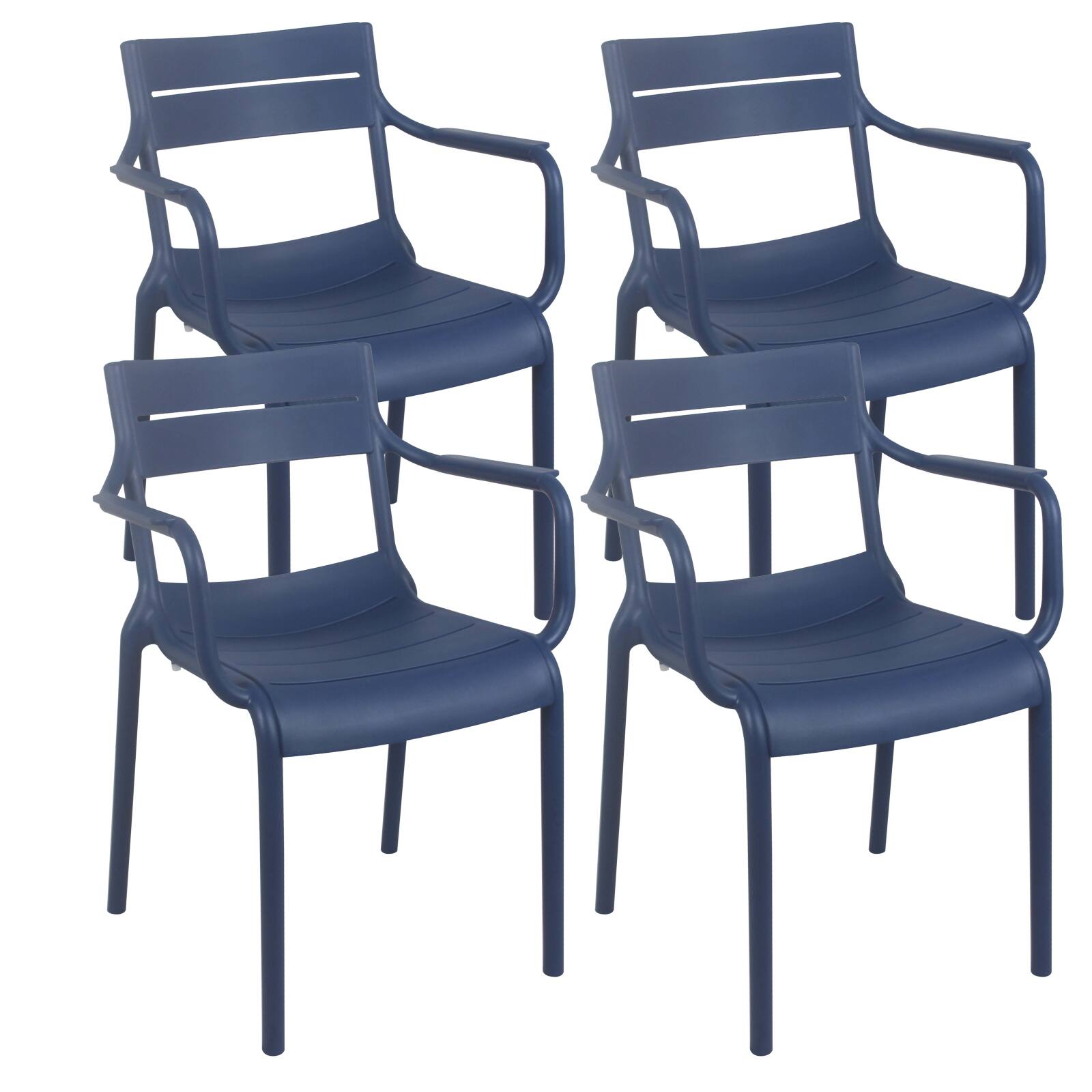 Lot de 4 chaises de terrasse avec accoudoirs en plastique