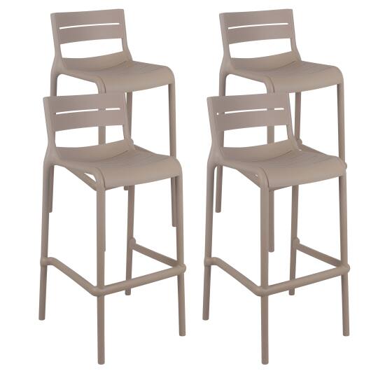 Chaises hautes de jardin en plastique - Lot de 4 | Oviala