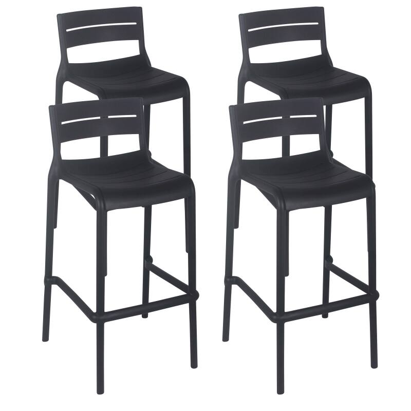 Lot de 4 chaises hautes de terrasse en plastique